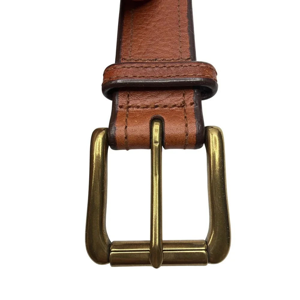 Polo Ralph Lauren Mens Brown Leather Belt Brass Buckle Size 36 90 1326